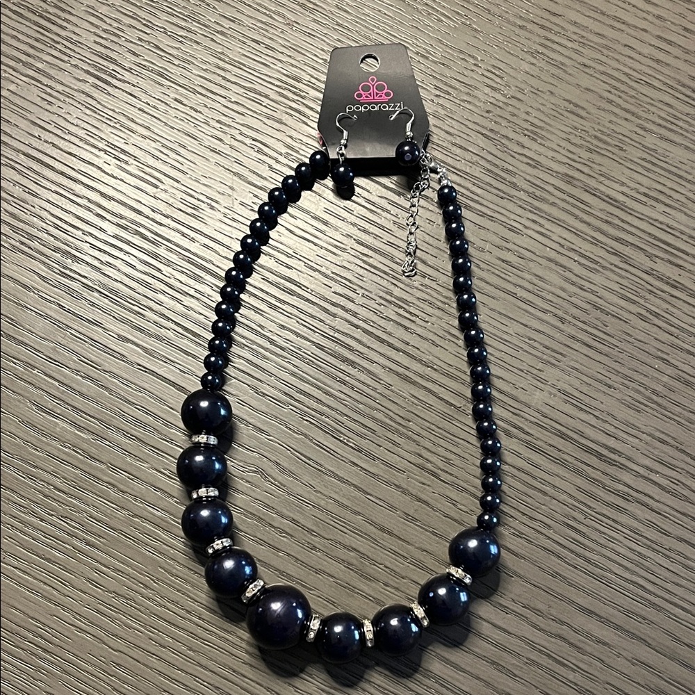 Paparazzi Midnight Black Beaded Necklace and Earring Set